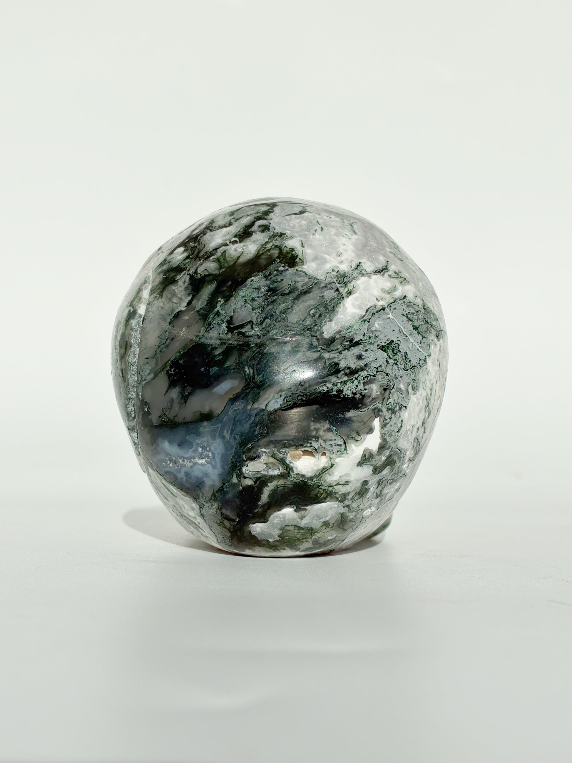 Green Moss Agate Skull