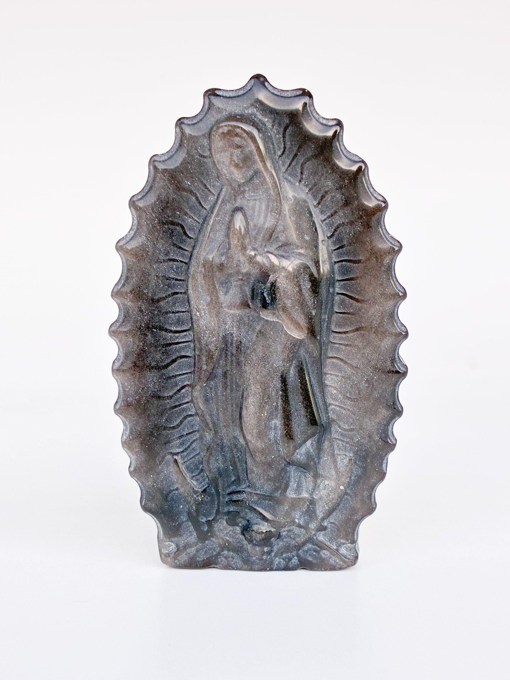 Obsidian Silver shimmer Virgin Mary
